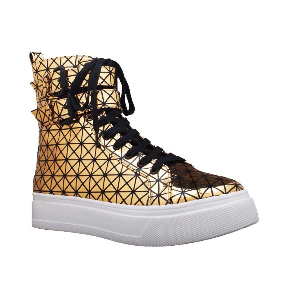 Privileged Gold and Black High-Top Sneakers